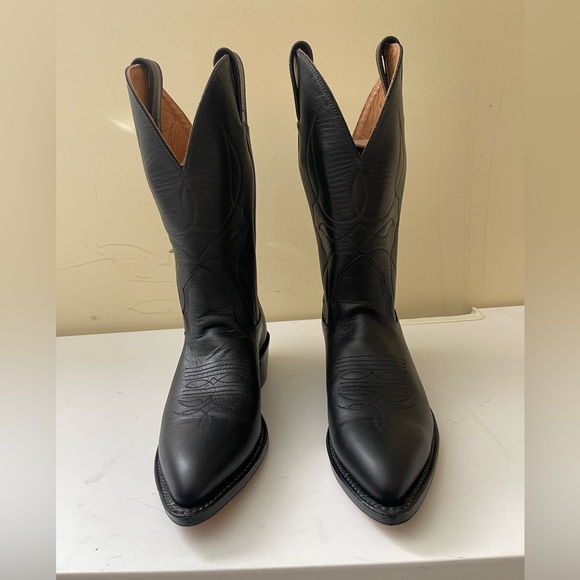 NWT Alberta Boot Company Black Cowhide Cowboy Western Boots Women Size 7 US - Picture 2 of 8